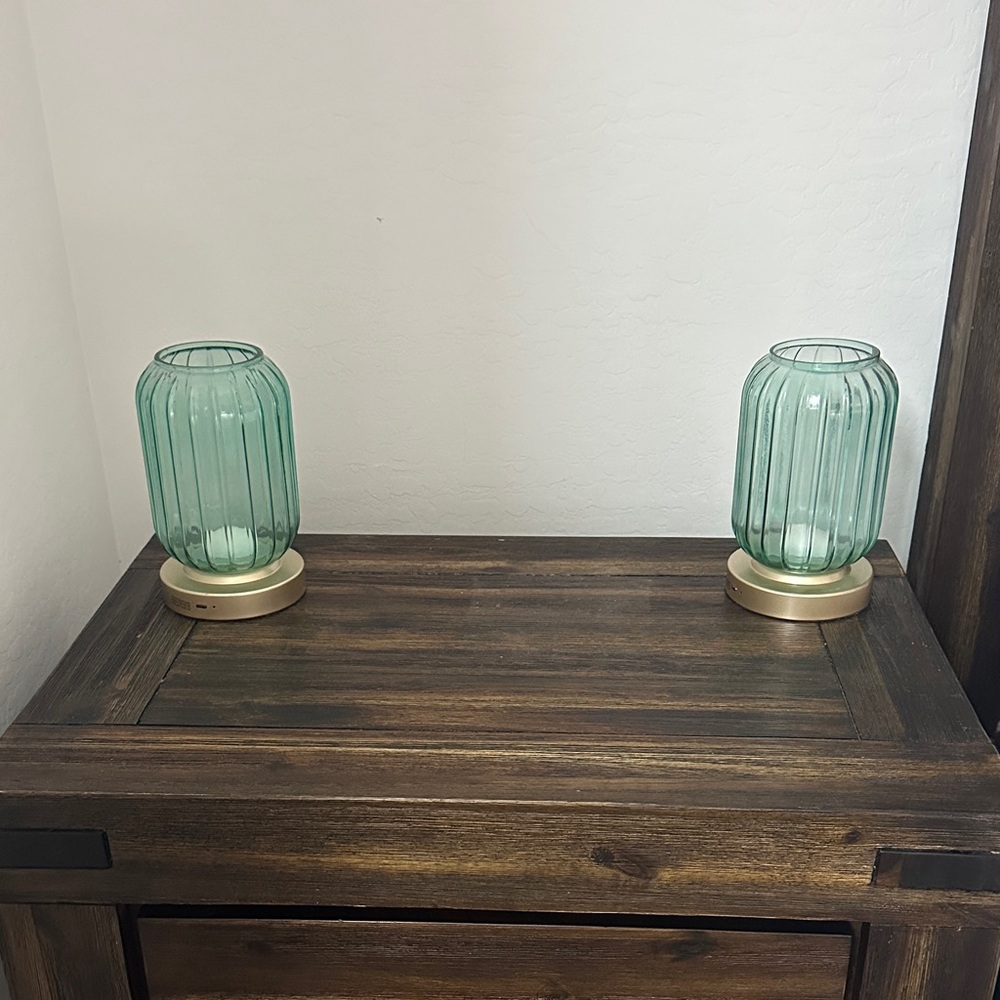 Elegant Glass Candle Holders - Green